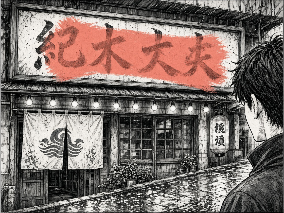 Nur das Schild einer Manga-Ladenfront ist maskiert